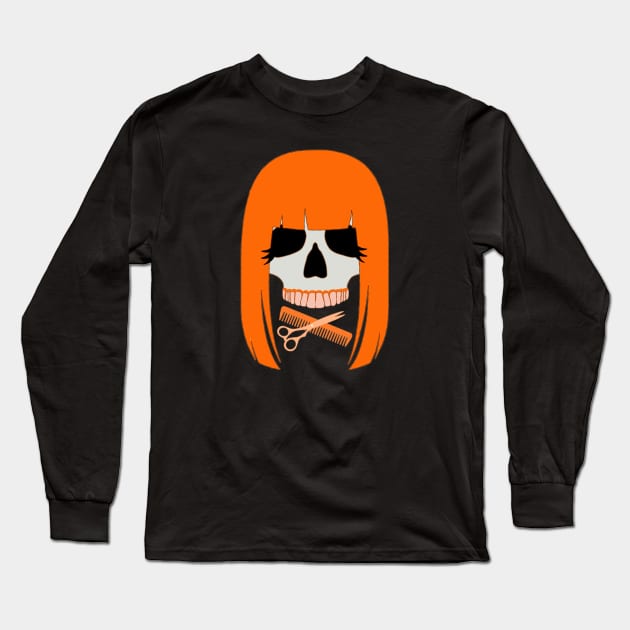 Hairdresser Skull Long Sleeve T-Shirt by Nuletto